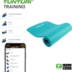 Tunturi Fitnessmat - Yogamat - Sportmat Gemaakt Van Zacht NBR Materiaal - 180 X 60 X 1,5cm - Turquoise- Incl. Gratis Fitness App 13 Tunturi Fitnessmat - Yogamat - Sportmat Gemaakt Van Zacht NBR Materiaal - 180 X 60 X 1,5cm - Turquoise- Incl. Gratis Fitness App -Fit Gear Verkoop 1200x1196 10