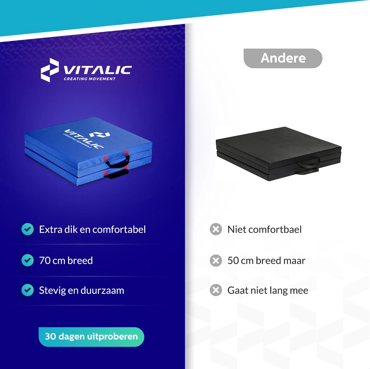 Extra Dikke Yoga Mat (5cm Dik En 180cm Lang) - XXL Anti Slip En Opvouwbare Yogamatten | Vitalic 8 Extra Dikke Yoga Mat (5cm Dik En 180cm Lang) - XXL Anti Slip En Opvouwbare Yogamatten | Vitalic - Afbeelding 6