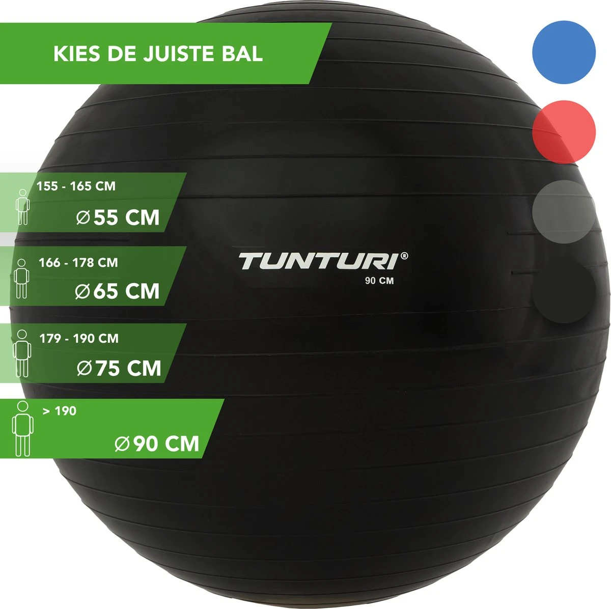 Tunturi Fitness Bal - Yoga Bal Inclusief Pomp - Pilates Bal - Zwangerschaps Bal - 90 Cm - Kleur: Zwart - Incl. Gratis Fitness App 4 Tunturi Fitness Bal - Yoga Bal Inclusief Pomp - Pilates Bal - Zwangerschaps Bal - 90 Cm - Kleur: Zwart - Incl. Gratis Fitness App - Afbeelding 2
