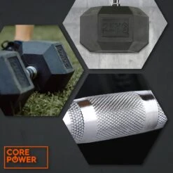 Core Power Hexa Dumbells Set - 2x 6 Kg - Gewichten Met Rubber Coating En Verchroomde Grip - Geschikt Voor Professioneel Gebruik, CrossFit En Thuis Fitness - Verkrijgbaar Van 1 Tm 25 Kg -Fit Gear Verkoop 1200x1197 12