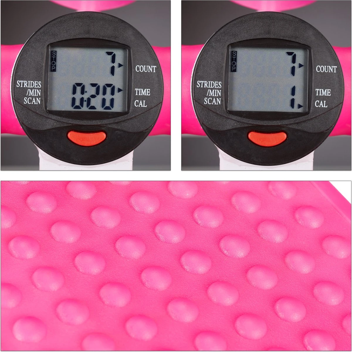 Relaxdays Swing Stepper - 2 Weerstandsbanden - Fitness Stepper - Display - Diverse Kleuren - Roze 10 Relaxdays Swing Stepper - 2 Weerstandsbanden - Fitness Stepper - Display - Diverse Kleuren - Roze - Afbeelding 8