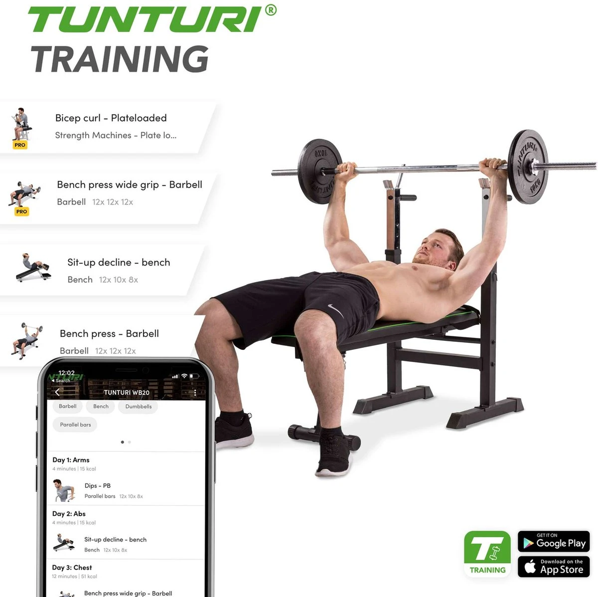 Tunturi WB20 Halterbank - Fitnessbank - Trainingsbank - Utility Bench - Opklapbaar - Bankdrukbank - Kleur: Zwart 5 Tunturi WB20 Halterbank - Fitnessbank - Trainingsbank - Utility Bench - Opklapbaar - Bankdrukbank - Kleur: Zwart - Afbeelding 3