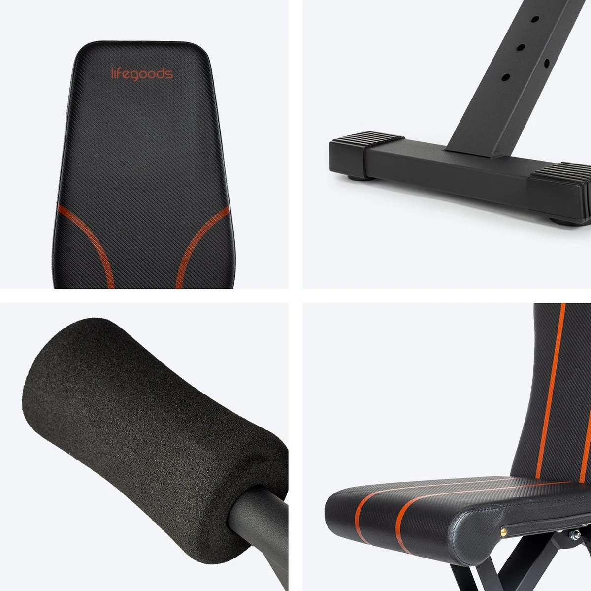 LifeGoods Fitness Halterbank - Verstelbaar - Inklapbaar - Zwart/Rood 6 LifeGoods Fitness Halterbank - Verstelbaar - Inklapbaar - Zwart/Rood - Afbeelding 4