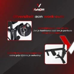 Venom Sports Halterbank – Fitnessbank – Verstelbare Rugleuning – Uiterst Geschikt Voor Gewichten – Incl. Beenhouder – Zachte Handgrepen – PU Kussens – Triangel Structuur – Inklapbaar - Zwart - 182x116x112cm -Fit Gear Verkoop 1200x1200 1043