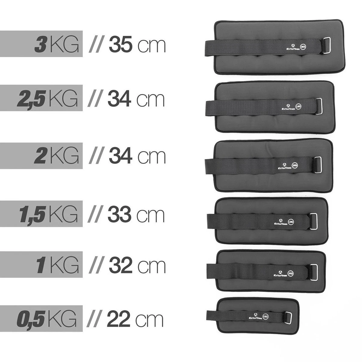 #DoYourFitness® - Neopreen Enkel- & Polsgewichten »Mevia« - 0,5 Kg Tot 3 Kg - Robuuste Klittenbandsluiting - Ankle / Wrist Weights - 3kg / Blauw & Zwart 5 #DoYourFitness® - Neopreen Enkel- & Polsgewichten »Mevia« - 0,5 Kg Tot 3 Kg - Robuuste Klittenbandsluiting - Ankle / Wrist Weights - 3kg / Blauw & Zwart - Afbeelding 3