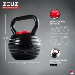 ZEUZ® Verstelbare Kettlebell Tot 18 KG – Fitness Sport Set – Conditie & Krachttraining – Halters - Gietijzer -Fit Gear Verkoop 1200x1200 1126