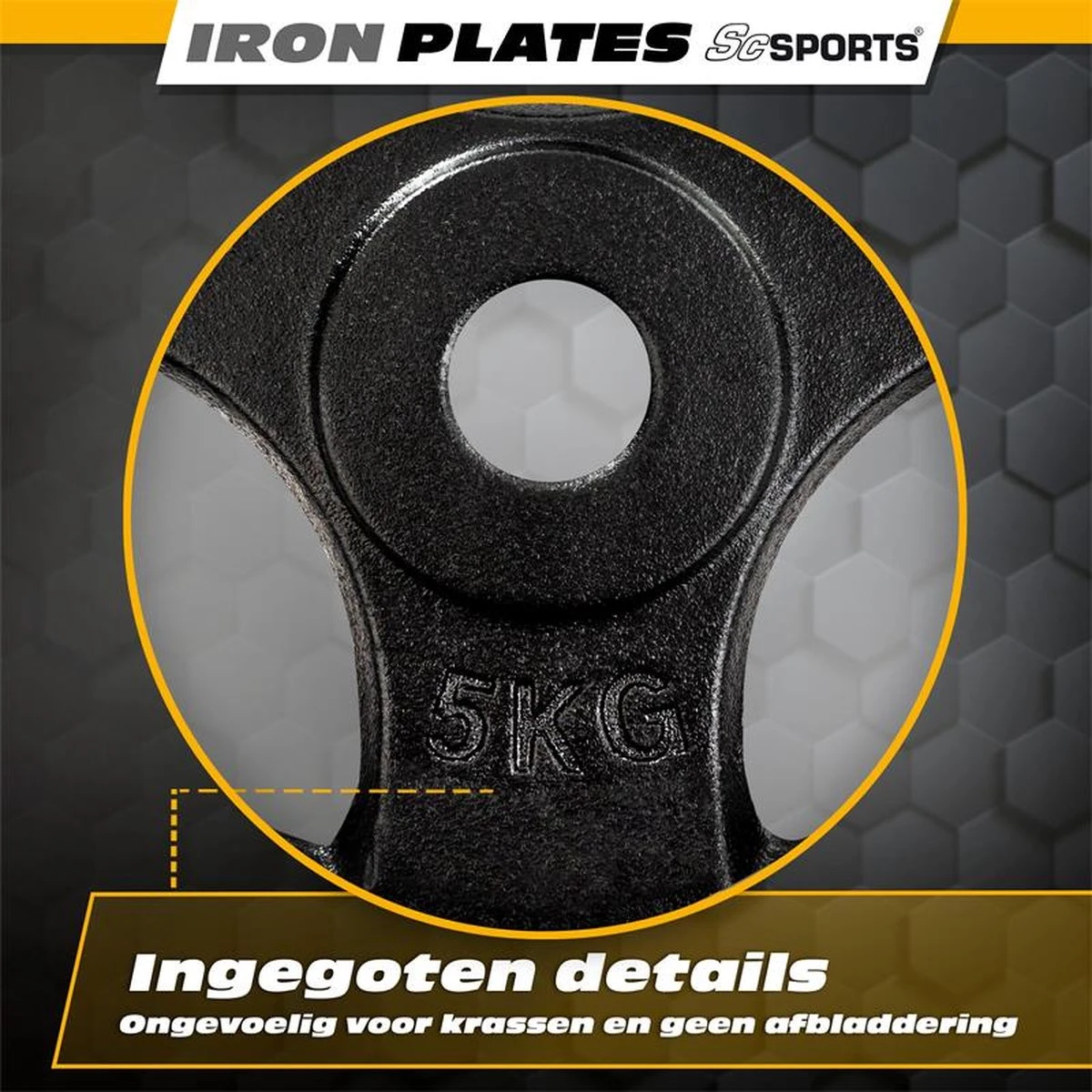 ScSPORTS® Halterschijven Set 20 Kg - 4 X 5 Kg - Met Hangrepen - Gietijzer - 30 Mm - Gewichten 7 ScSPORTS® Halterschijven Set 20 Kg - 4 X 5 Kg - Met Hangrepen - Gietijzer - 30 Mm - Gewichten - Afbeelding 5