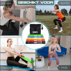 Sanbo Weerstandsbanden Set Van 5 Stuks - Extra Sterk Tot 18kg - 5 Kleuren - Incl. Opbergzakje - 100% Natuurlijk Latex - Resistance Band Set - Fitness Elastiek - Booty Band Builder -Fit Gear Verkoop 1200x1200 1339