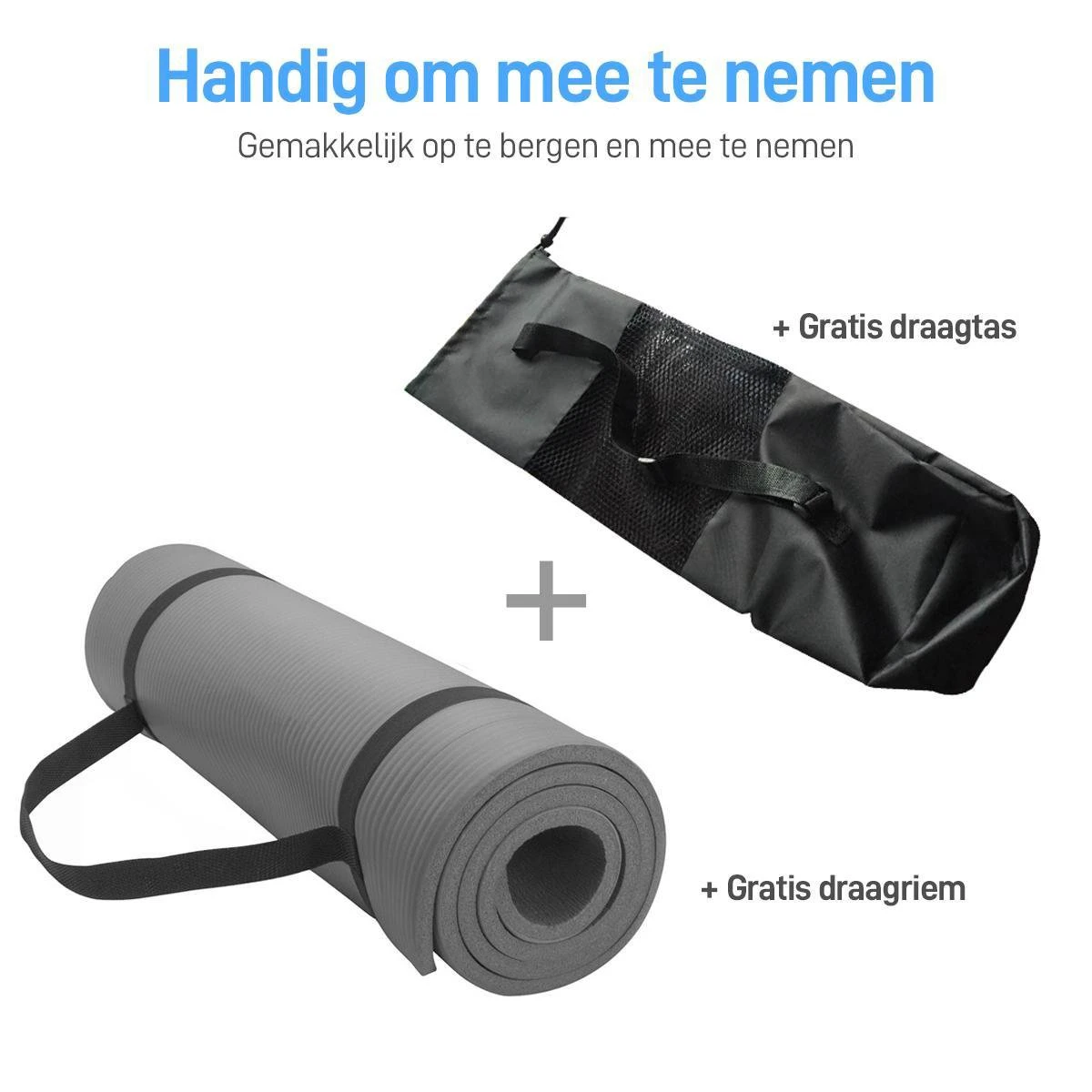 Athletix® Premium NBR Fitnessmat - 183 X 61 X 1.5 Cm - Yogamat Met Draagriem En Draagtas - Grijs 4 Athletix® Premium NBR Fitnessmat - 183 X 61 X 1.5 Cm - Yogamat Met Draagriem En Draagtas - Grijs - Afbeelding 2