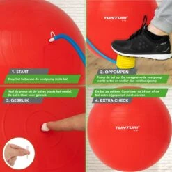 Tunturi Fitness Bal - Yoga Bal Inclusief Pomp - Pilates Bal - Zwangerschaps Bal - 75 Cm - Kleur: Rood - Incl. Gratis Fitness App -Fit Gear Verkoop 1200x1200 1382