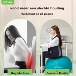 Trideer - Extra Sterke Yoga Bal - Turquoise 48-55 Cm - Met Pomp - Gymnastiekbal, Pilatesbal, Zitbal Voor Kantoor, Balans, Yoga, Fitness Bal, Zwangerschapsbal, Balansstoel In De Sportschool, Thuis Of Op Kantoor -Fit Gear Verkoop 1200x1200 1431