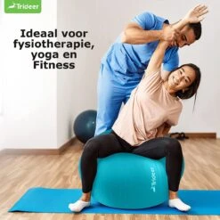 Trideer - Extra Sterke Yoga Bal - Turquoise 48-55 Cm - Met Pomp - Gymnastiekbal, Pilatesbal, Zitbal Voor Kantoor, Balans, Yoga, Fitness Bal, Zwangerschapsbal, Balansstoel In De Sportschool, Thuis Of Op Kantoor -Fit Gear Verkoop 1200x1200 1433