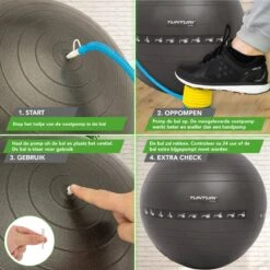 Tunturi Fitnessbal - Gymball - Swiss Ball - 75 Cm - Anti Burst - Inclusief Pomp - Zwart - Incl. Gratis Fitness App -Fit Gear Verkoop 1200x1200 1460