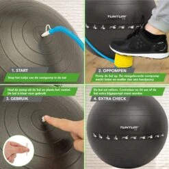 Tunturi Fitnessbal - Gymball - Swiss Ball - 75 Cm - Anti Burst - Inclusief Pomp - Zwart - Incl. Gratis Fitness App -Fit Gear Verkoop 1200x1200 1463