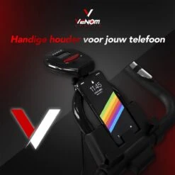 Venom Sports Hometrainer Fiets – Fitness Fiets – Professionele Indoor Cycle Met Lage Instap – Hometrainer Fitness – Hoge Stabiliteit – Spinningfiets – Cardio Bike – LCD Scherm – Verstelbaar – V-belt Aandrijving – Tot 175cm En 150kg – Zwart/Rood -Fit Gear Verkoop 1200x1200 151