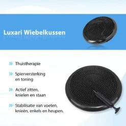 Luxari - Wiebelkussen - Ø35cm - Inclusief Pomp - Ergonomisch - Volwassen & Kinderen - Balanskussen - Trainingskussen - Zwart -Fit Gear Verkoop 1200x1200 1561