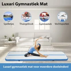 Luxari - AirTrack Pro - 3 Meter - Inclusief Opbergtas, Reparatie-kit & 600W Elektrische Pomp - Turnmatten - Gymnastiek Turnmat - Fitness Matten -Fit Gear Verkoop 1200x1200 1709