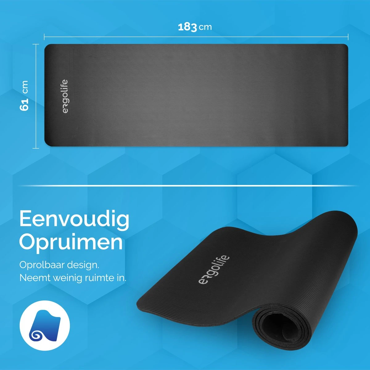 Ergolife-Fitnessmat-Yogamat-Sportmat-Inclusief Draagtas- 183x61x0,5cm 6 Ergolife-Fitnessmat-Yogamat-Sportmat-Inclusief Draagtas- 183x61x0,5cm - Afbeelding 4