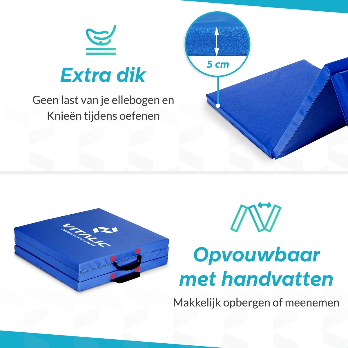 Extra Dikke Yoga Mat (5cm Dik En 180cm Lang) - XXL Anti Slip En Opvouwbare Yogamatten | Vitalic 5 Extra Dikke Yoga Mat (5cm Dik En 180cm Lang) - XXL Anti Slip En Opvouwbare Yogamatten | Vitalic - Afbeelding 3