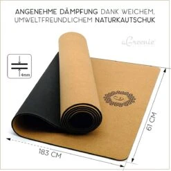 AGreenie Premium Yoga Mat Kurk 4mm / Antislip Yoga Mat Kurk Natuurlijk Rubber / Yoga Mat Natuurlijk Rubber Incl. Yoga Mat Draagriem, Massage Bal & E-Boek -Fit Gear Verkoop 1200x1200 1959