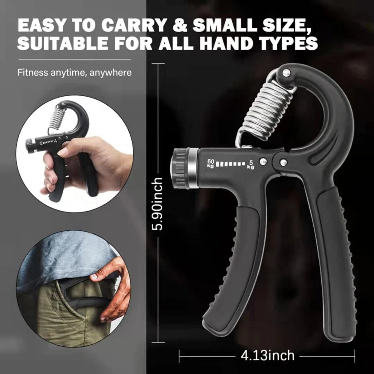 Igoods Handknijper - Handtrainer - Thuis Trainen - Knijphalter - Grip Trainer - Tot 60Kg - Zwart 5 Igoods Handknijper - Handtrainer - Thuis Trainen - Knijphalter - Grip Trainer - Tot 60Kg - Zwart - Afbeelding 3