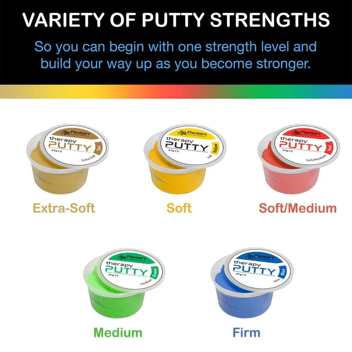 Sensory Tactile Theraputty Therapy Putty Multi Pack 5 Kleuren / 5 Sterktes - Handtrainer - Oefenklei - Kneedpasta 5 Sensory Tactile Theraputty Therapy Putty Multi Pack 5 Kleuren / 5 Sterktes - Handtrainer - Oefenklei - Kneedpasta - Afbeelding 3
