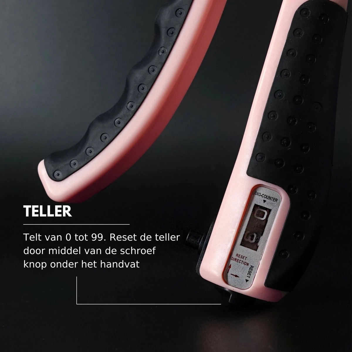 U-Fit One Teller Handtrainer 10 Tot 60kg - Verstelbare Handgrip - Handknijper - Vingertrainer - Onderarm Grip Trainer - Roze 6 U-Fit One Teller Handtrainer 10 Tot 60kg - Verstelbare Handgrip - Handknijper - Vingertrainer - Onderarm Grip Trainer - Roze - Afbeelding 4