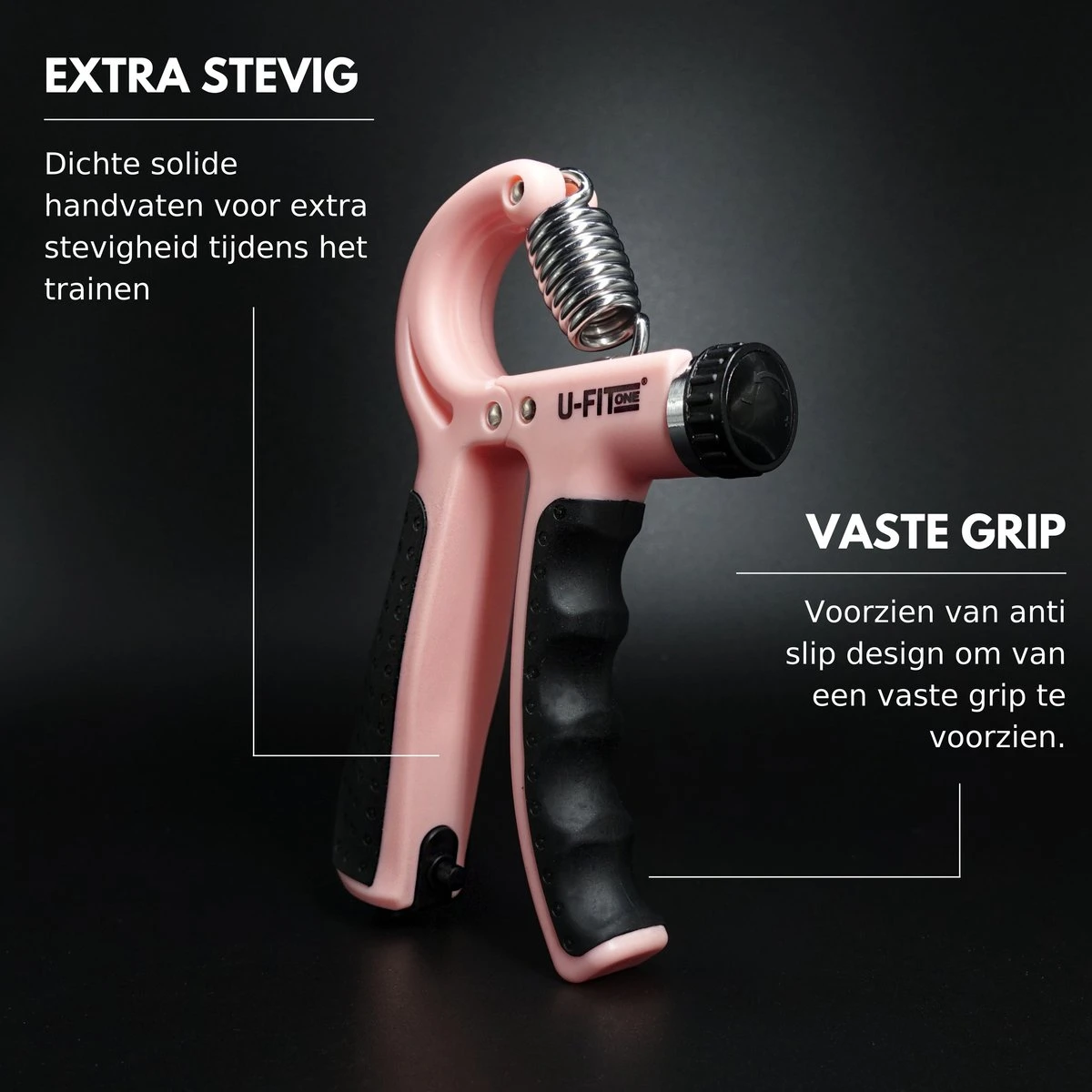 U-Fit One Teller Handtrainer 10 Tot 60kg - Verstelbare Handgrip - Handknijper - Vingertrainer - Onderarm Grip Trainer - Roze 10 U-Fit One Teller Handtrainer 10 Tot 60kg - Verstelbare Handgrip - Handknijper - Vingertrainer - Onderarm Grip Trainer - Roze - Afbeelding 8