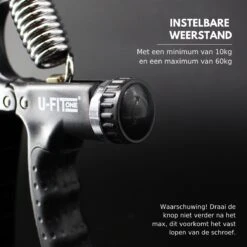 U-Fit One Teller Handtrainer 10 Tot 60kg - Verstelbare Handgrip - Handknijper - Vingertrainer - Onderarm Grip Trainer - Zwart -Fit Gear Verkoop 1200x1200 2170