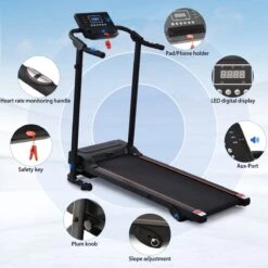 YJZQ Opvouwbare Loopband Voor Thuis - 1.5HP Elektrisch Gemotoriseerde Loopband Running Exercise Machine Met LCD-scherm -1-12KM / H - 12 Programma's Met Telefoonhouder Voor Home Gym Fitness Workout Jogging Walking-Black -Fit Gear Verkoop 1200x1200 262