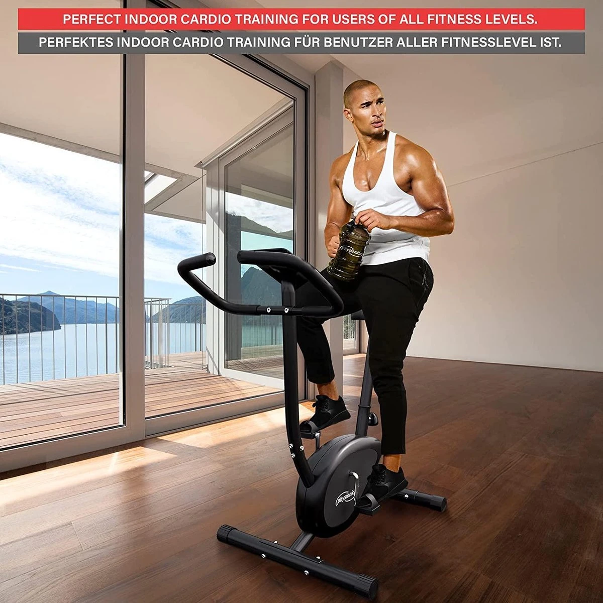 Physionics® Hometrainer - Met LCD-display, Verstelbare Zitting & Weerstand, Met Handpolssensoren, Tot 100 Kg, Zwart - Hometrainer, Fietstrainer, Fitnessfiets, Fitnessfiets, Ergometer 8 Physionics® Hometrainer - Met LCD-display, Verstelbare Zitting & Weerstand, Met Handpolssensoren, Tot 100 Kg, Zwart - Hometrainer, Fietstrainer, Fitnessfiets, Fitnessfiets, Ergometer - Afbeelding 6