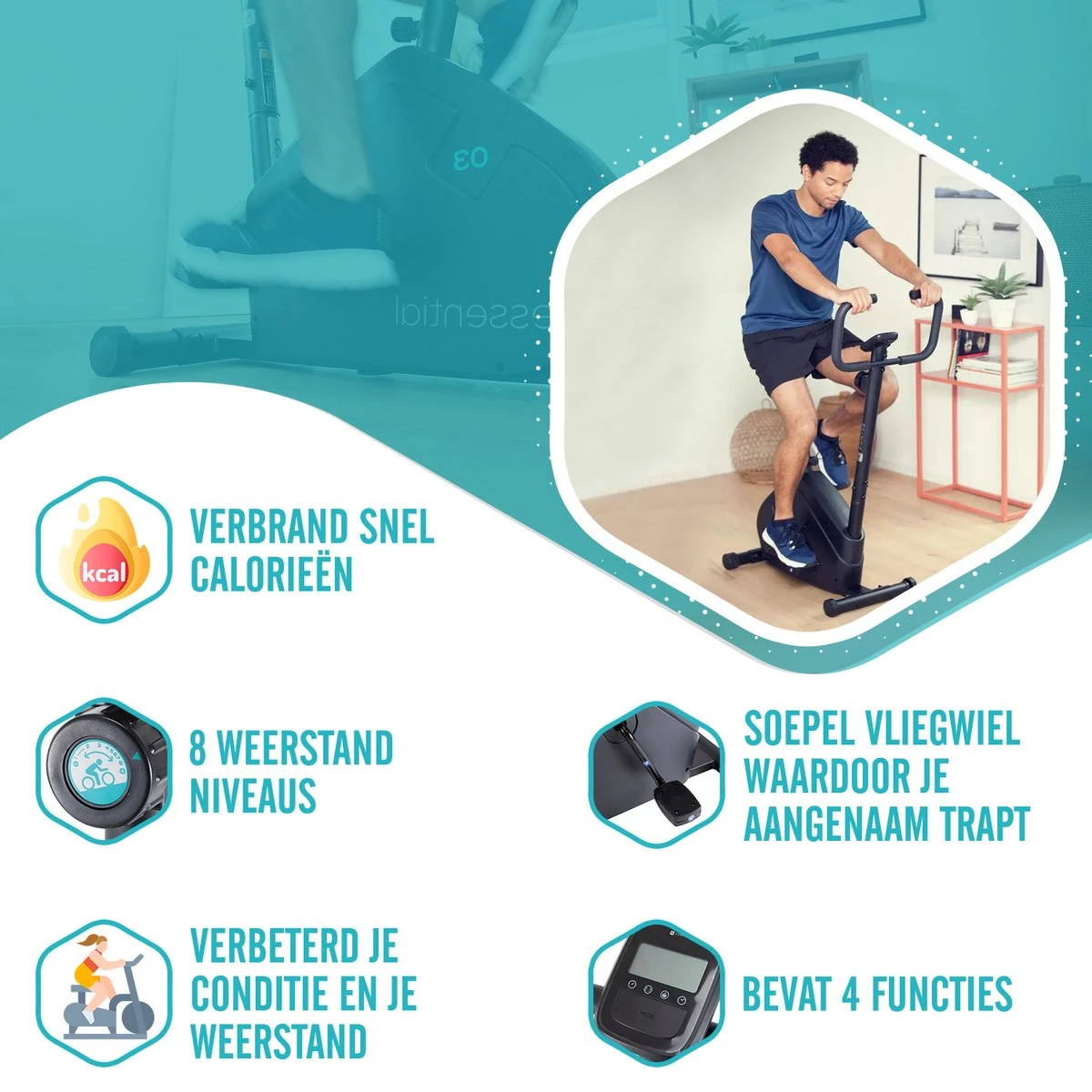 Hometrainer Fitness Fiets - Verstelbaar - Met Lcd-scherm - Veilig En Comfortabel 4 Hometrainer Fitness Fiets - Verstelbaar - Met Lcd-scherm - Veilig En Comfortabel - Afbeelding 2