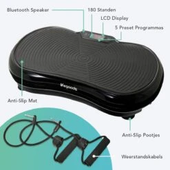 LifeGoods Trilplaat - Bluetooth Speaker - 180 Niveaus - Fitness Weerstandskabels - Afstandsbediening - Zwart -Fit Gear Verkoop 1200x1200 420