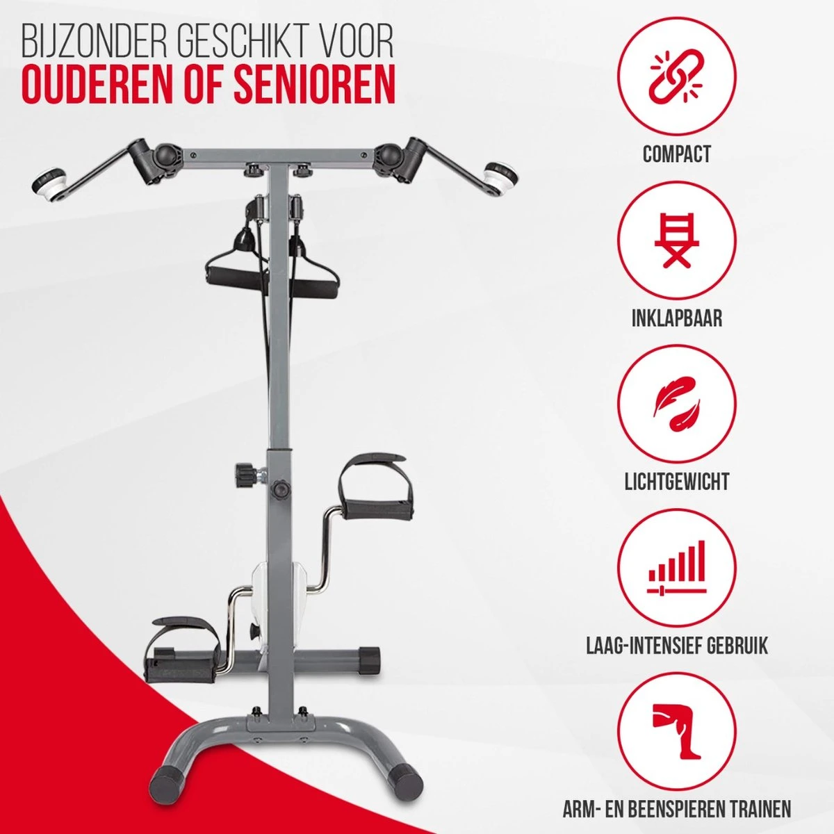 3-in-1 Hometrainer Fietstrainer Fitness Stoelfiets Armtrainer Pedaaltrainer - Voor Senioren Of Revalidatie 5 3-in-1 Hometrainer Fietstrainer Fitness Stoelfiets Armtrainer Pedaaltrainer - Voor Senioren Of Revalidatie - Afbeelding 3