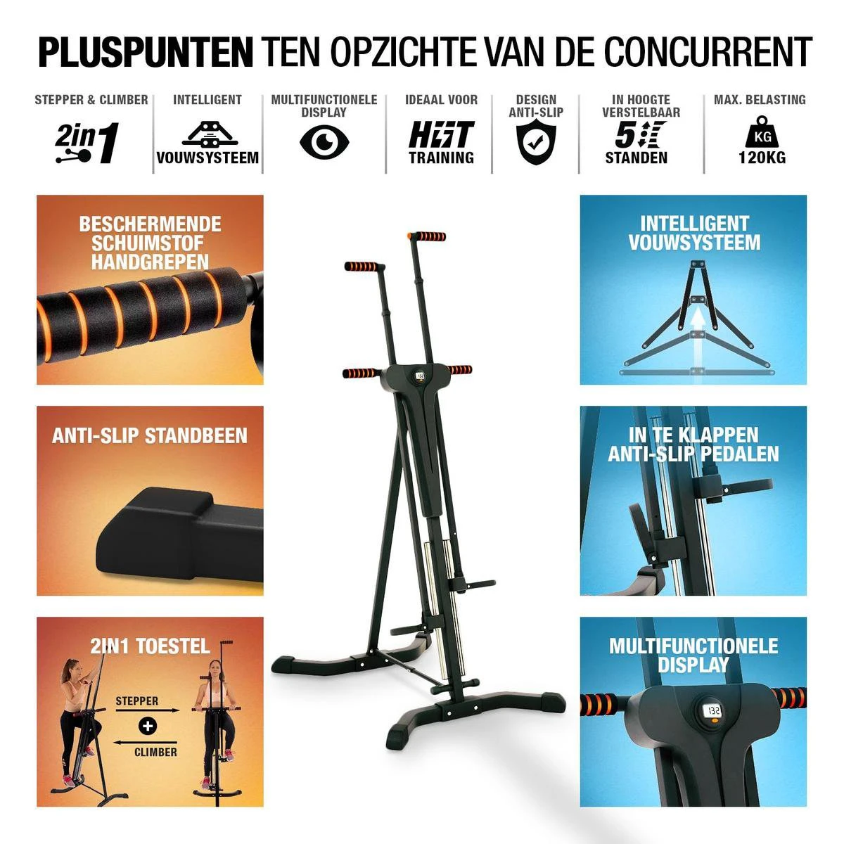 Sportstech VC300 Stepper - Fitness Thuis - Vertical Climber - Inklapbaar 4 Sportstech VC300 Stepper - Fitness Thuis - Vertical Climber - Inklapbaar - Afbeelding 2