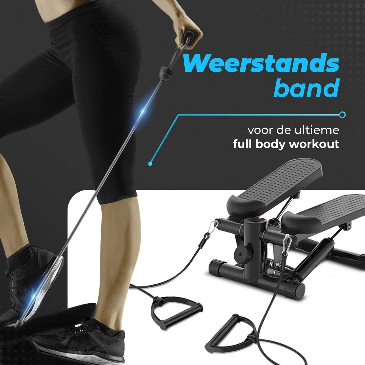 Stepper - 2-in-1 Verstelbare Weerstand - Computer - 2 Weerstandskabels - Zwart - Mini Stepper - Aerobic Stepper 5 Stepper - 2-in-1 Verstelbare Weerstand - Computer - 2 Weerstandskabels - Zwart - Mini Stepper - Aerobic Stepper - Afbeelding 3