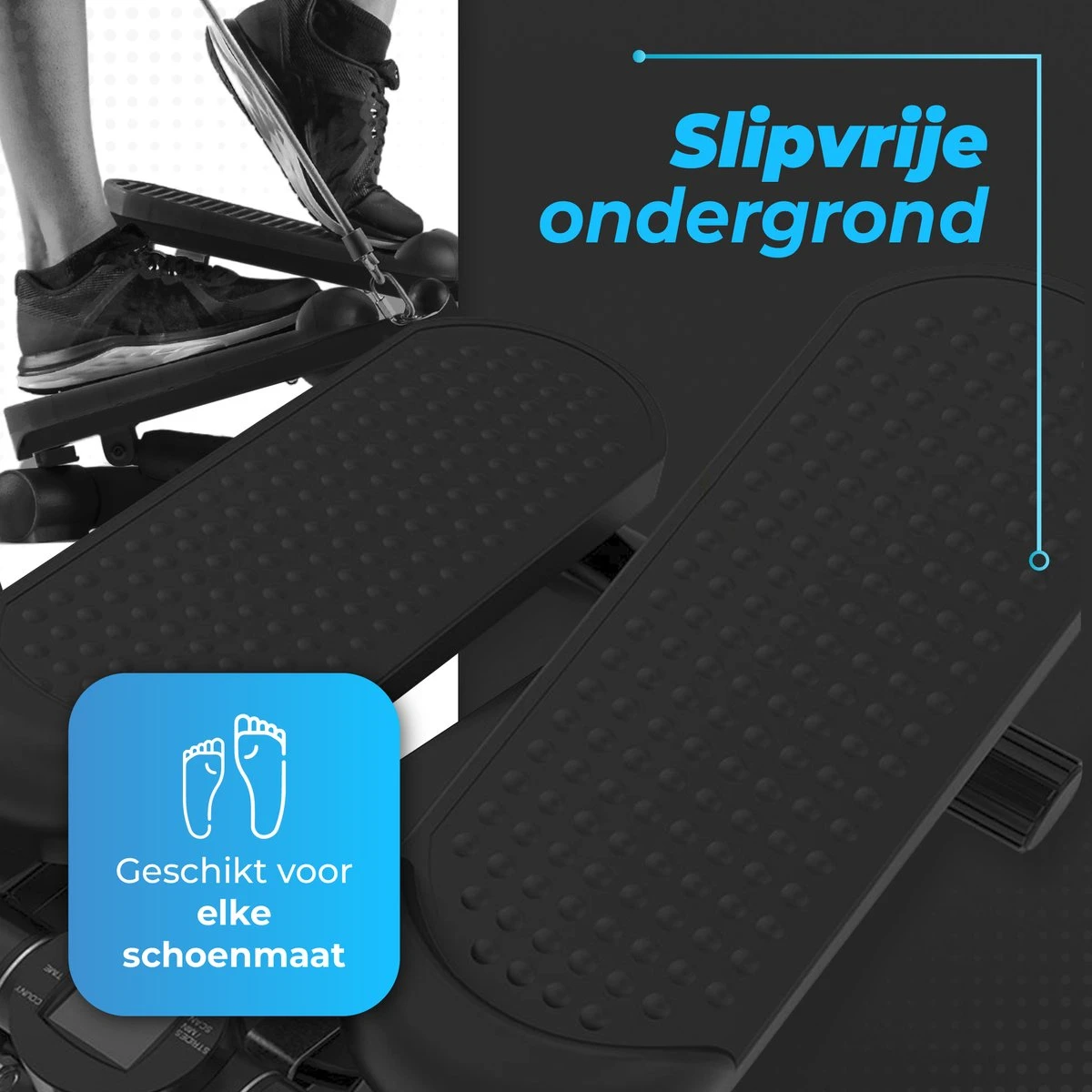 Stepper - 2-in-1 Verstelbare Weerstand - Computer - 2 Weerstandskabels - Zwart - Mini Stepper - Aerobic Stepper 6 Stepper - 2-in-1 Verstelbare Weerstand - Computer - 2 Weerstandskabels - Zwart - Mini Stepper - Aerobic Stepper - Afbeelding 4