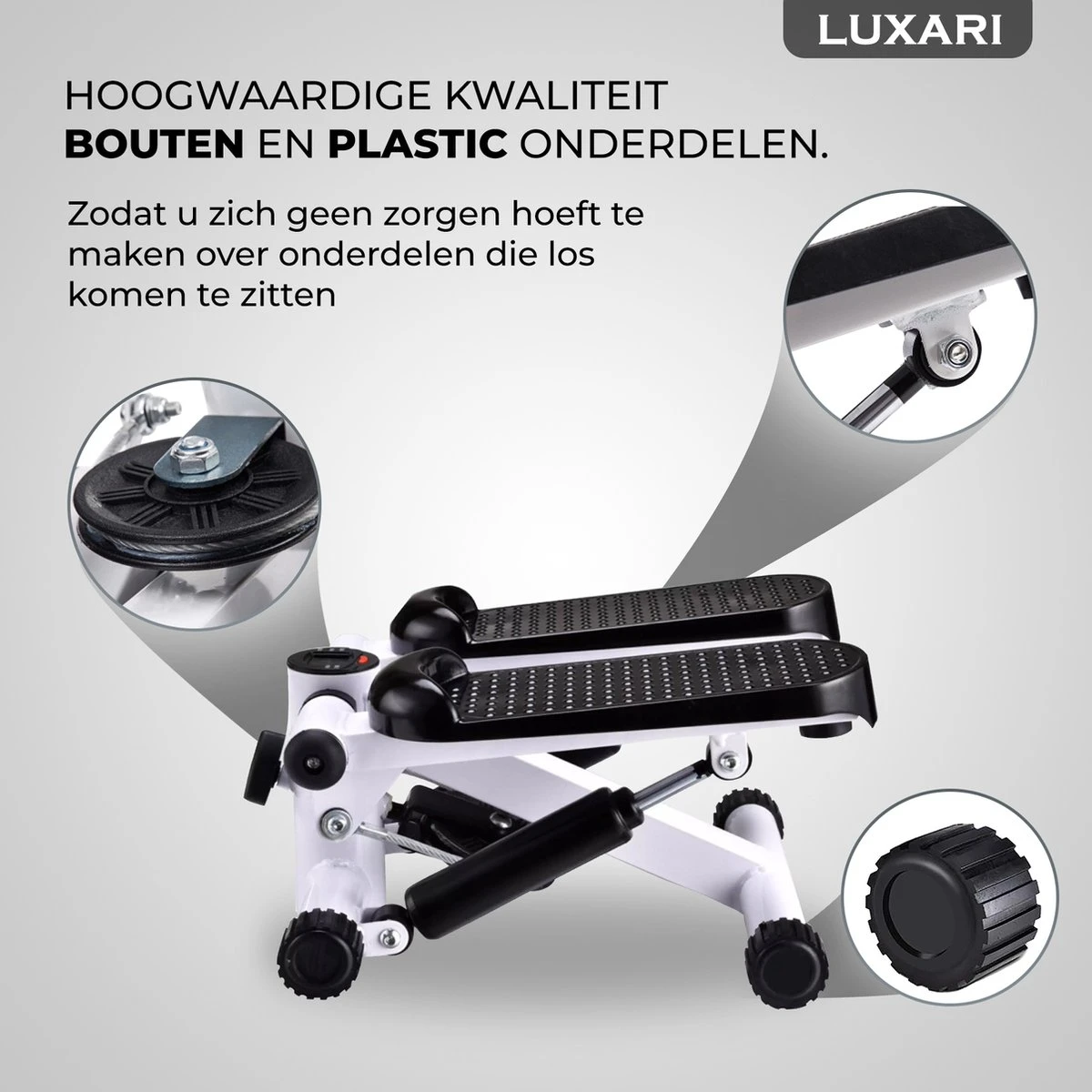 Luxari - 2-in-1 Verstelbare Weerstand - Stepper - Computer - 2 Weerstandskabels - Zwart/wit - Mini Stepper - Aerobic Stepper 4 Luxari - 2-in-1 Verstelbare Weerstand - Stepper - Computer - 2 Weerstandskabels - Zwart/wit - Mini Stepper - Aerobic Stepper - Afbeelding 2