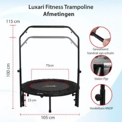 Luxari - Fitness Trampoline Pro - Inclusief Stang En Beschermhoes - 105 Cm Diameter - Opvouwbaar - Belastbaar Tot 150 Kg - Hometrainer - Fitness Trampoline -Fit Gear Verkoop 1200x1200 640