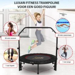 Luxari - Fitness Trampoline Pro - Inclusief Stang En Beschermhoes - 105 Cm Diameter - Opvouwbaar - Belastbaar Tot 150 Kg - Hometrainer - Fitness Trampoline -Fit Gear Verkoop 1200x1200 641