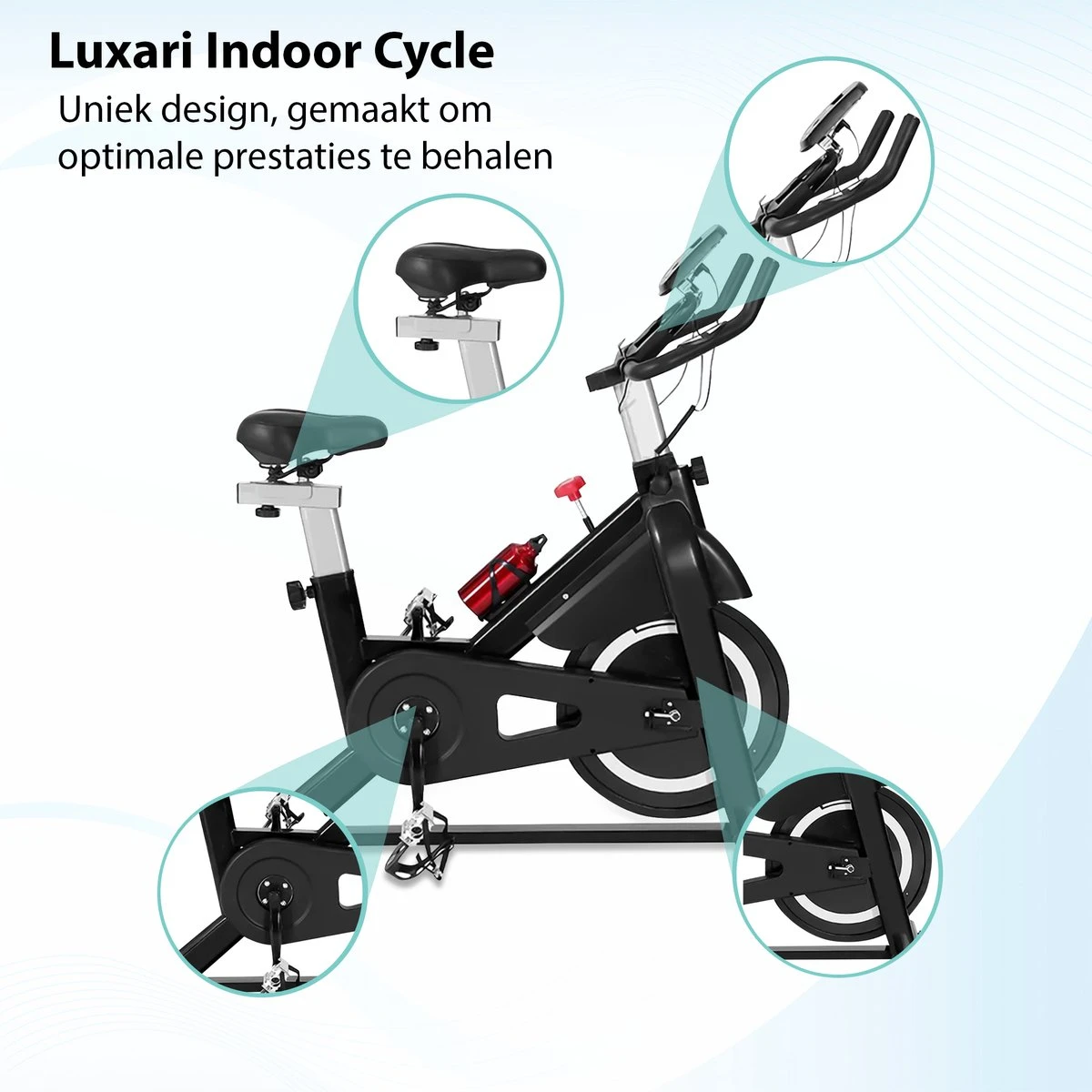 Luxari - Indoor Cycle 2 - Computer Met O.a. Hartslagfunctie - Verstelbare Weerstand - 10 Kg Vliegwiel - I-pad/telefoon Houder - Fitness Fiets - Hometrainer 5 Luxari - Indoor Cycle 2 - Computer Met O.a. Hartslagfunctie - Verstelbare Weerstand - 10 Kg Vliegwiel - I-pad/telefoon Houder - Fitness Fiets - Hometrainer - Afbeelding 3