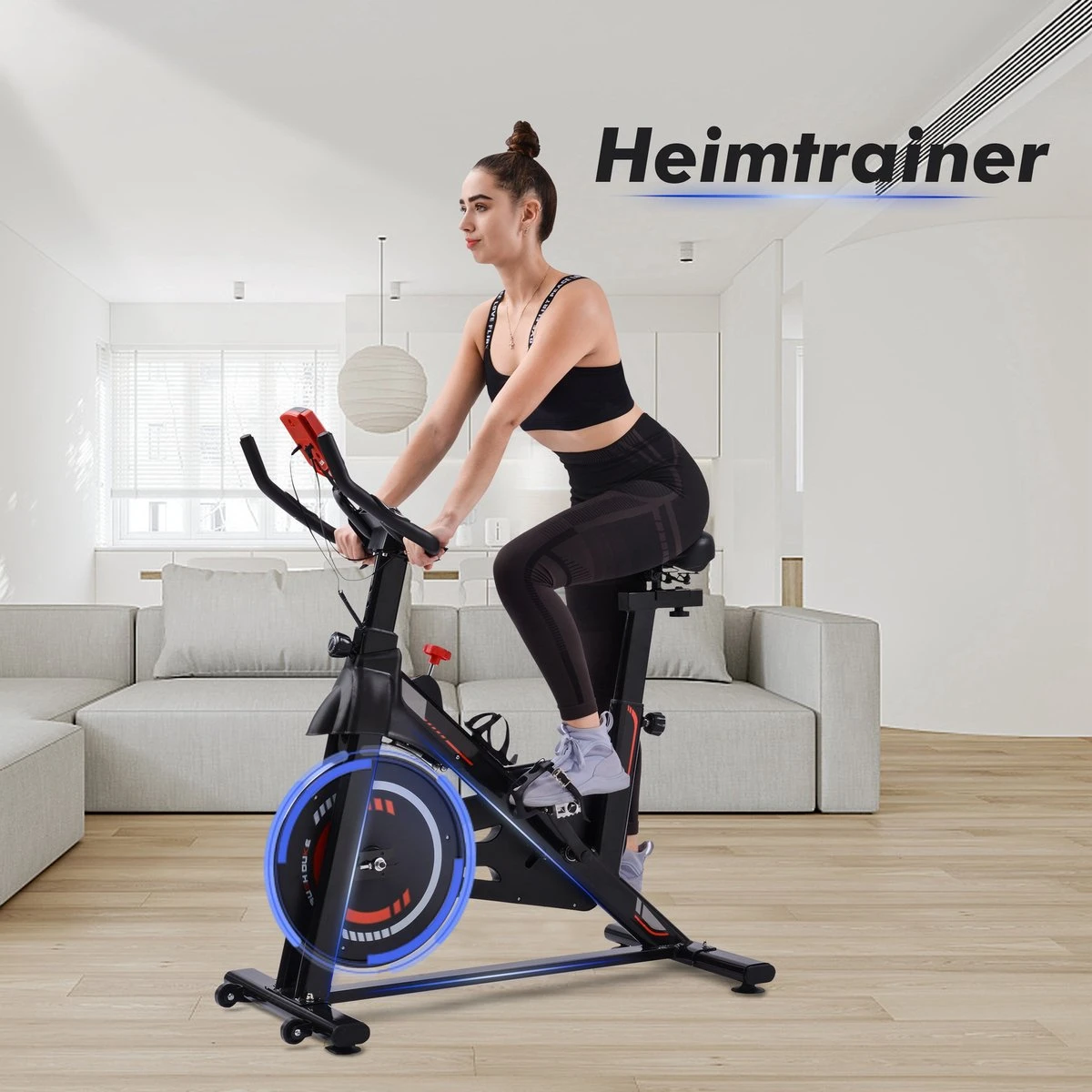 Indoor Cycling Fiets Met Magnetische Weerstand - Stationaire Cardiogym Hometrainer - 6 Kg Vliegwiel En Verstelbaar Comfortabel Zitje - Zwart En Rood 3 Indoor Cycling Fiets Met Magnetische Weerstand - Stationaire Cardiogym Hometrainer - 6 Kg Vliegwiel En Verstelbaar Comfortabel Zitje - Zwart En Rood