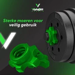 Venom Sports Verstelbare Dumbbell Set Tot 40kg - Professionele 2-in-1 Halterset Gewichten - Gebruiksvriendelijke Fitness Stang - Groen -Fit Gear Verkoop 1200x1200 734