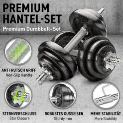 Dumbell Set - Gewichten - Gietijzeren 2-in-1 Verstelbare Halterset 20 Kg -Fit Gear Verkoop 1200x1200 753