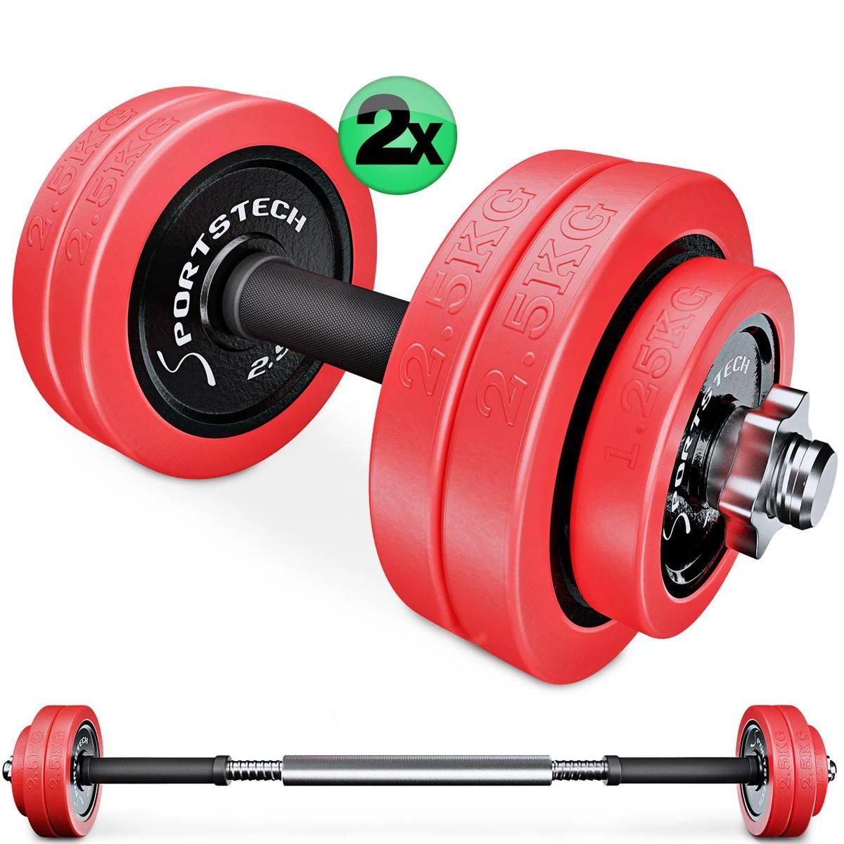 Sportstech AH300 Halterset - Korte&lange Halter Dumbbell Ineen - 30 Kg - Halters - Gewichten 3 Sportstech AH300 Halterset - Korte&lange Halter Dumbbell Ineen - 30 Kg - Halters - Gewichten