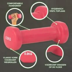 Tunturi Dumbell Set - 2 X 0,5 Kg - Vinyl - Roze - Incl. Gratis Fitness App -Fit Gear Verkoop 1200x1200 766