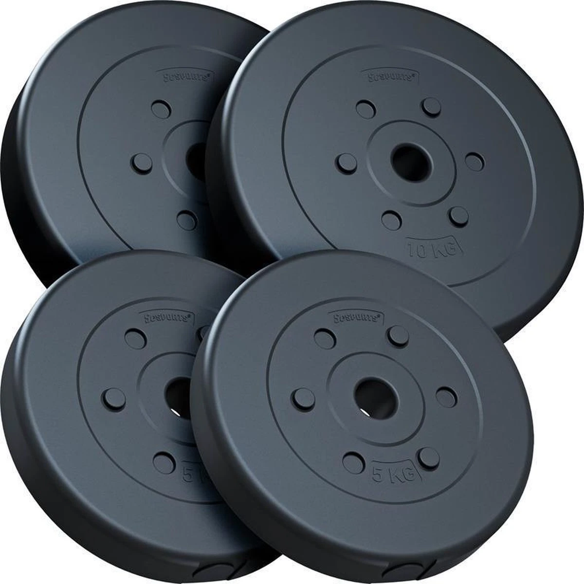 ScSPORTS® Halterschijven Set 30 Kg - Kunststof - 30 Mm - 2x10 - 2x5 Kg - Gewichten 3 ScSPORTS® Halterschijven Set 30 Kg - Kunststof - 30 Mm - 2x10 - 2x5 Kg - Gewichten