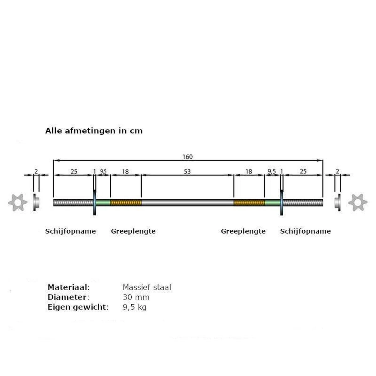 ScSPORTS® Halterset 121 Kg - Gietijzer - Complete Set Incl. Verschillende Halterstangen En Halterschijven - 30 Mm - Gewichten 8 ScSPORTS® Halterset 121 Kg - Gietijzer - Complete Set Incl. Verschillende Halterstangen En Halterschijven - 30 Mm - Gewichten - Afbeelding 6