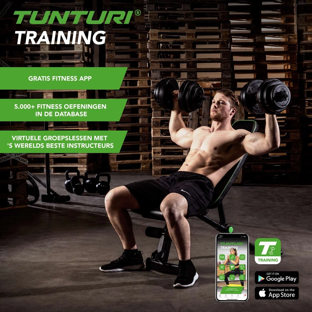 Tunturi Gewichten - Halterset - Dumbbell Set - 2 Stuks - Totaal 28kg - Zwart - Vinyl - Incl. Gratis Fitness App 5 Tunturi Gewichten - Halterset - Dumbbell Set - 2 Stuks - Totaal 28kg - Zwart - Vinyl - Incl. Gratis Fitness App - Afbeelding 3