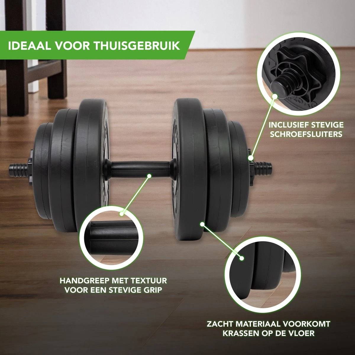 Tunturi Gewichten - Halterset - Dumbbell Set - 2 Stuks - Totaal 28kg - Zwart - Vinyl - Incl. Gratis Fitness App 7 Tunturi Gewichten - Halterset - Dumbbell Set - 2 Stuks - Totaal 28kg - Zwart - Vinyl - Incl. Gratis Fitness App - Afbeelding 5